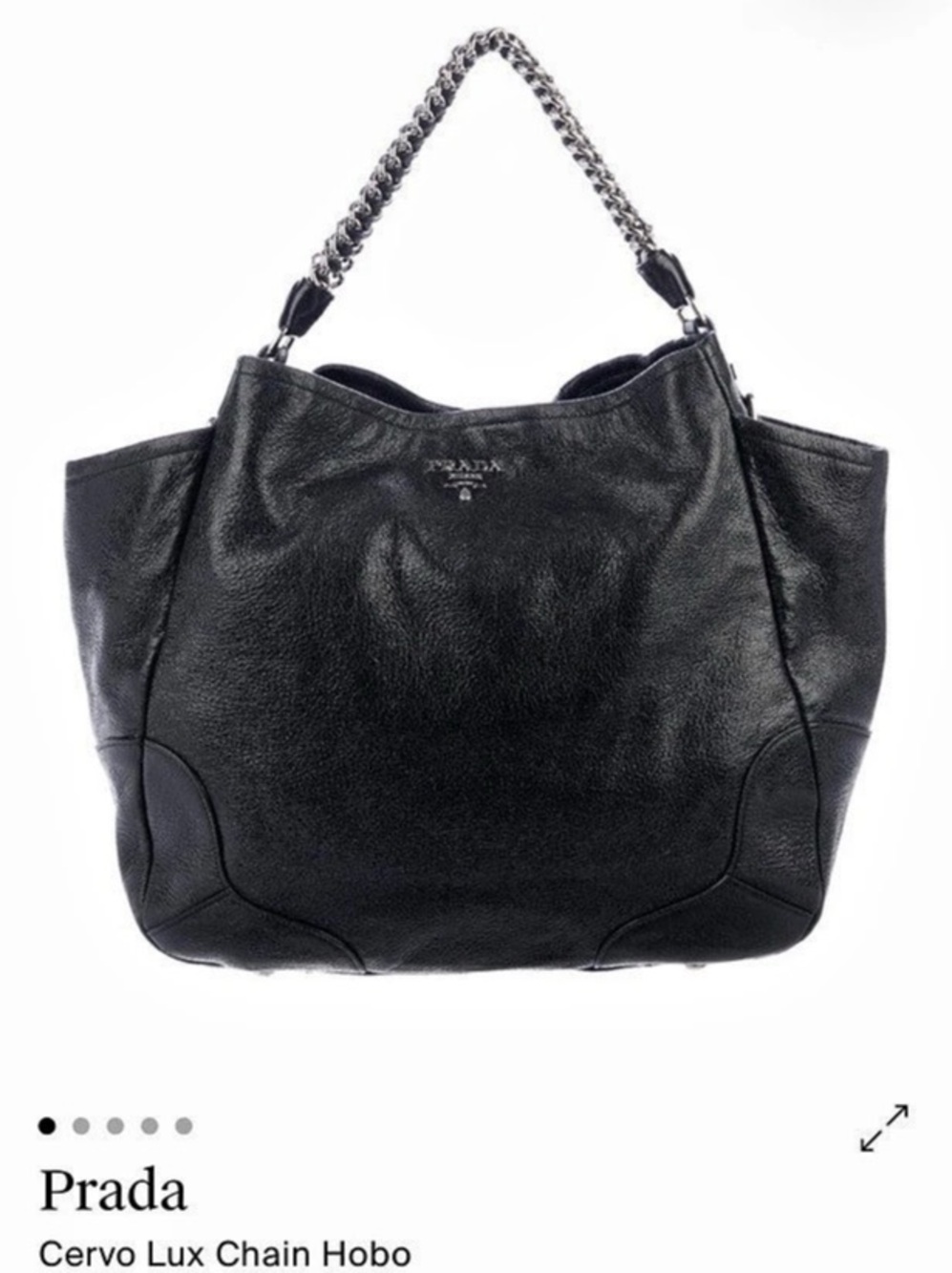 Prada Cervo Lux Chain Hobo in Black